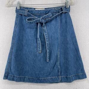 GAP 1969 Skirt 25 Wrap Jean Denim Tie Belt A Line Y2K Cotton Viscose Blue